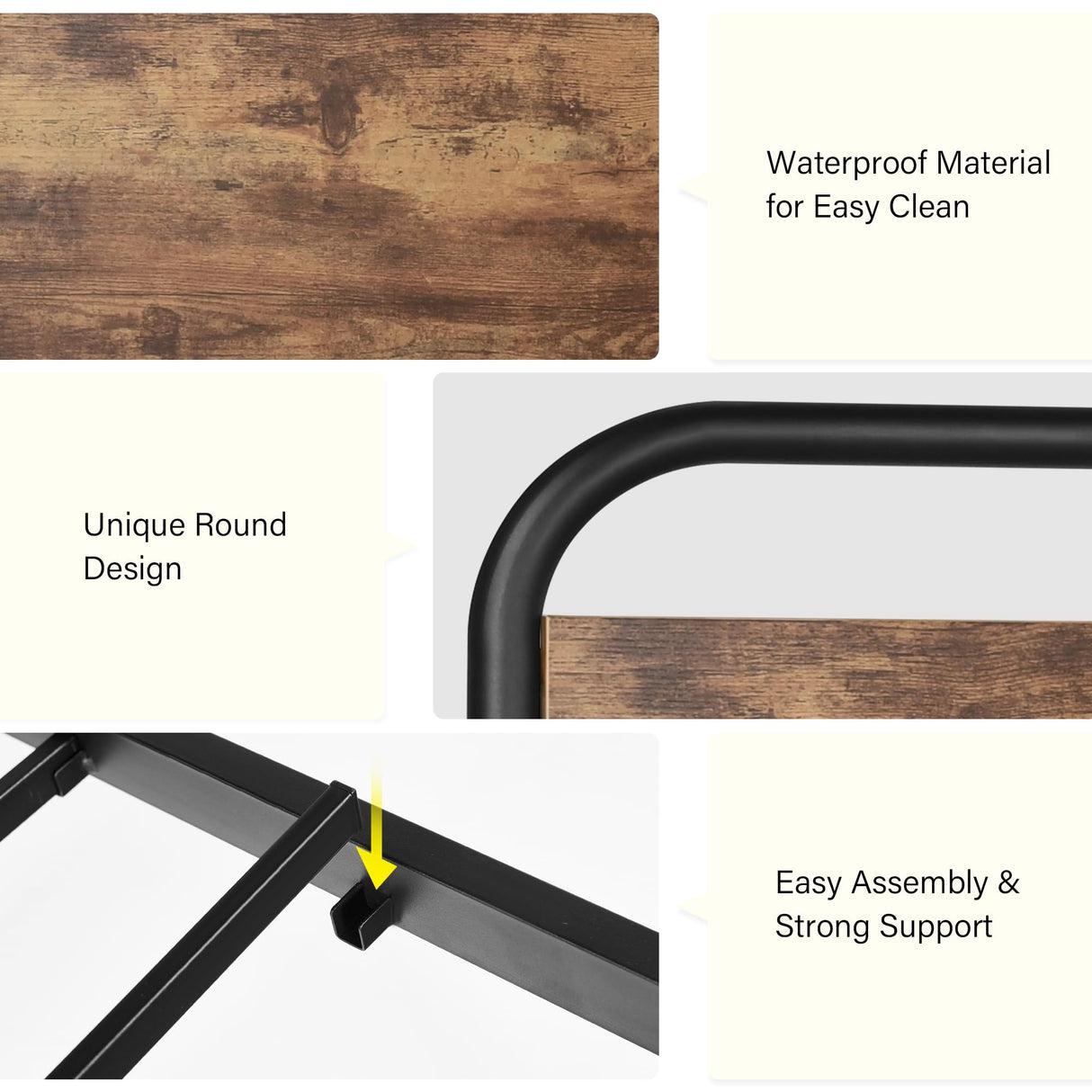 Catrimown Rustic Brown Twin Bed Frame with LED Headboard - Heavy Duty Metal Platform Design Catrimown