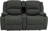 RecPro Charles Powered Double Recliner Sofa & Loveseat | Wall Hugger RV Furniture | Cloth (Fossil, 64") RecPro
