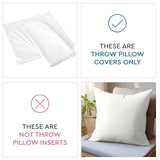 Cotton Canvas Throw Pillow Covers by Encasa Pack of 2 White 12"x12" No Insert with Hidden Zipper | Decorative Cushion Covers for Fall, Halloween, Thanksgiving, Christmas Encasa XO