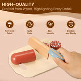 Pithfor Play Knife Set, Play Kitchen Accessories, Wooden Pretend Play Food Set Toys for Kids Toddlers, Gifts for 2 3 4 Years Old Girls Boys Pithfor