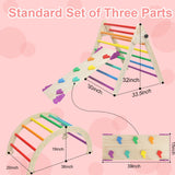 EDOSTORY 5 in 1 Pikler Triangle Set, Indoor Playground and Gym for Kids, Foldable Wooden Montessori Climbing Set Triangle Ladder Set with Slide and Climbing Ramp, Gift for Boys Girls(Rainbow) EDOSTORY