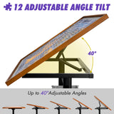 Sunix 1500 Pieces Jigsaw Puzzle Table with Legs, 36"x26" Adjustable Height Puzzle Board with Cover & 6 Sorter Tray, 12-Tilting-Angle Portable Wooden Puzzle Table for Adults, Enclosed with Wheels Sunix