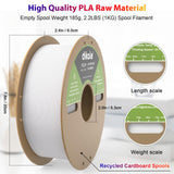 dikale PLA Pro 3D Printer Filament 10 Packs, 1.75mm No Tangle, Each Spool Net Weight 1KG, in Total 10KG Bundles, Black+White+Grey+Clear+Blue+Green+Orange+Red+Yellow+Purple dikale