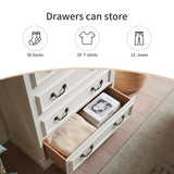 systemktesm Farmhouse 5 Drawers Dresser for Bedroom, 46" Tall Modern Chest of Drawers with Metal Handle, Rustic Dresser TV Stand, Wood Drawer Organizer for Bedroom, Living Room, Hallway (White) systemktesm