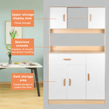 Freestanding Kitchen Pantry Cabinet, Hutch Cabinet with Storage, Tall Sideboard Buffet Cabinet with Doors and Shelves, Microwave Shelf, Wooden Coffee Bar Cabinet for Living Room, Dining Room Shulemin