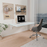 IAE Wall Mounted Folding Table with pine wood, 24" x 14" Wall Mount Drop Leaf Table, Floating Desk with Iron Bracket, Fold Down Desk for Small Spaces, Home Office, Dining, Laundry Room, Kitchen, White IAE