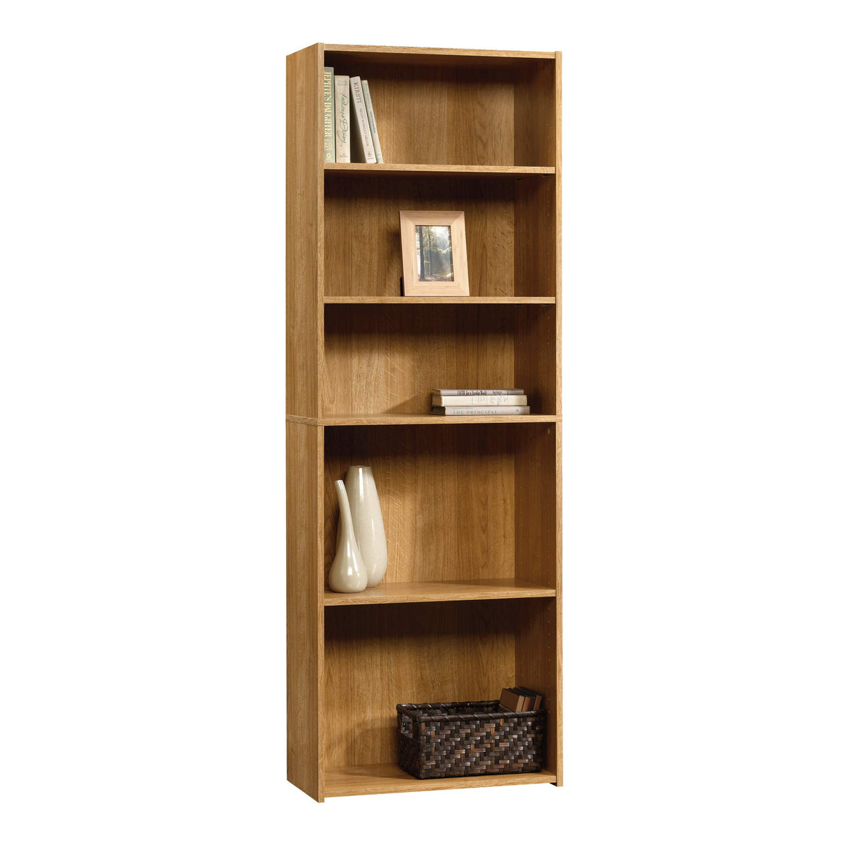 Sauder Beginnings 5-Shelf Bookcase, Bookshelf with Adjustable Storage Shelves, in Cinnamon Cherry finish Sauder