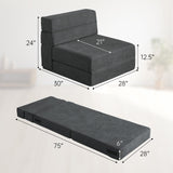 ANONER Fold Out Chair Bed Memory Foam with Pillow Futon Couch Folding Sleeper Chair, Convertible Chair Bed Dark Gray, Single Size ANONER