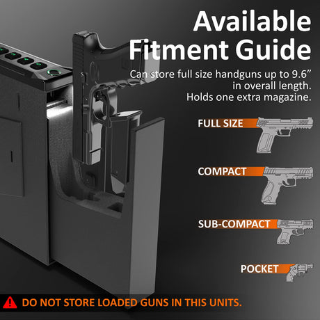 Z ZLJUAN Mounted Gun Safe for Pistols,Quick-Access Auto-Open Sliding Door Handgun Safe for Nightstand Wall Mount Bedside Desk Bed Gun Safes, Pistol Safe w/Biometric Fingerprint,Keypad Lock,Key Z ZLJUAN
