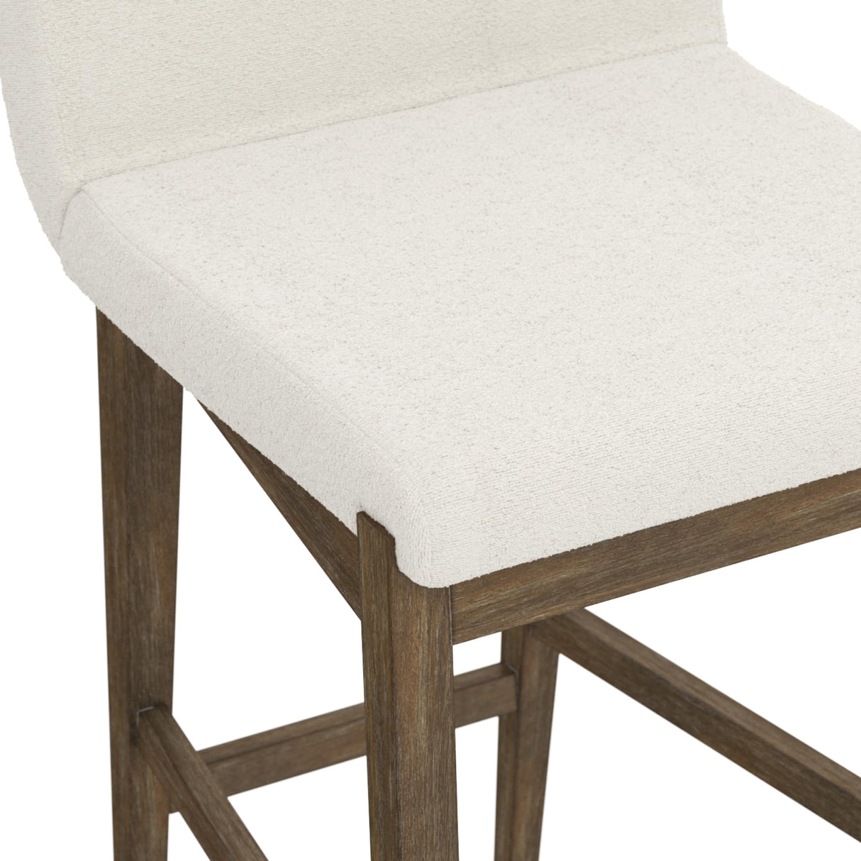 Nathan James Gracie Modern Counter Height Bar Stool with Back, Counter Stool Upholstered Chair with Natural Textured Linen and Brushed Wooden Legs, Cream Boucle/Dark Brown Nathan James