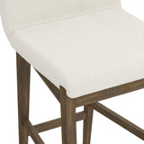 Nathan James Gracie Modern Counter Height Bar Stool with Back, Counter Stool Upholstered Chair with Natural Textured Linen and Brushed Wooden Legs, Cream Boucle/Dark Brown Nathan James