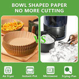 200pcs Air Fryer Disposable Paper Liner, Non-Stick Disposable Air Fryer Parchment Paper Liners, Baking Paper for Air Fryer Oil-Proof, Water-Proof, Food Grade Parchment（6.3" in Bottom, 7.9" on top） Adhjito