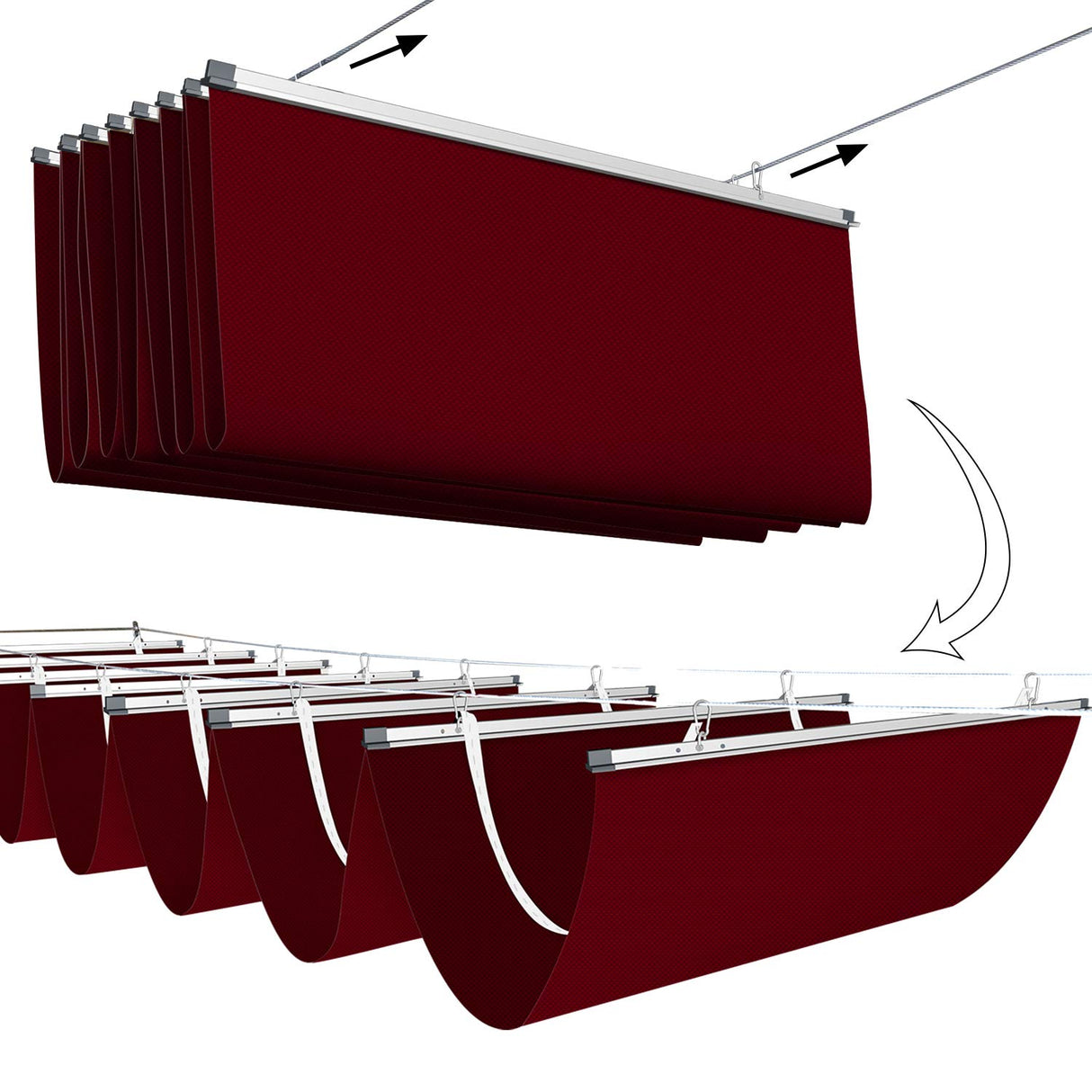 E&K 4'Wx16'L Waterproof Pergola Shade Cover Retractable Canopy Awning Outdoor Wave Sun Shade for Patio Garden Backyard Deck Trellis (Red) E&K