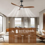 Wisful 56" Ceiling Fans with Lights Remote Control,Outdoor Wood Ceiling Fan with Light Memory for Patio Gazebo Living Room Bedroom(Walnut and Black) Wisful