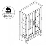 nifoti 43" H Lighted Curio Cabinet Display Case, Glass Curio Cabinet with Adjustable Shelves & Tempered Glass Door, Wooden Curio Cabinet with Mirrored Back Pane for Living Room (Antique White) nifoti