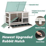 Gowoodhut Indoor Rabbit Hutch - 36''L Outdoor Wooden Bunny Hutch with Wheels Rabbit Cage Guinea Pig Cages Removable Pull Out Tray, Ramp, Hideout, Small Animals Pet House Hamster Ferret for Bunny Cage Gowoodhut
