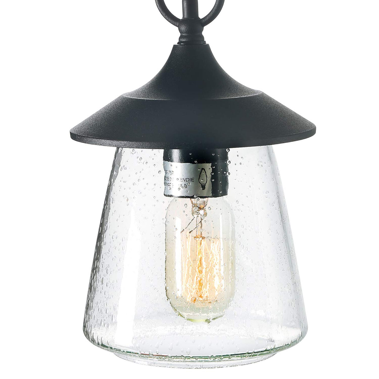 LOG BARN Outdoor Pendant Lights, Porch Fixture in Painted Black Metal with Clear Bubbled Glass Globe, Hanging Lantern Lamp for Gazebo, Entry, Yard LOG BARN