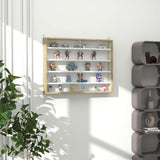 HOMCOM 5-Tier Display Cabinet, Glass Door Cabinet with Adjustable Shelves, Wall-Mounted Display Case for Playroom, Bedroom, Oak HOMCOM