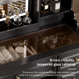 YYJ 42" Makeup Vanity Desk with Mirror and Lights, & Power Outl,Glass Top Big Vanity Table with 9 Drawers& 8 Storage Shelves,Dressing Table Set with Chair for Bedroom, Black.. YYJ