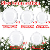 25 Sets Clear Fillable Ornaments Ball in 5 Different Size,Transparent DIY Craft Ball,Plastic Acrylic Fillable Ball for Halloween Christmas Decor Haawooky