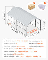 VEVOR Heavy Duty Metal Carport, 12' x 20' Outdoor Carport with Galvanized Steel Frame & Roof, Car Tent Garage Shade with Removable Sidewalls, Multi-Use Car Shelter for Pickup, Boat, Car & Tractors VEVOR