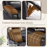 Neptane Power Reclining Sofa Set with LED Reading Light/Bluetooth Speakers/Storage Drawer, Power Loveseat Recliner Sofa, Reclining Living Room Set with Outlets/Breathing Leather (Black, Sofa+Loveseat) Neptane