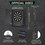 PATIKIL Electronic Dart Board Cabinet Set, LED Digital Electric Dartboard with Wooden Cabinet Door, Soft Tip Darts Board with 12 Darts, 88 Tips, 27 Games, 243 Variations, Up to 16 Players PATIKIL