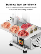 Electric Meat Bone Saw 750W Band Saw Commercial Meat Saw for Butcher Cutting Frozen Meat into Slice Bandsaw Machine 0.8-4.3“ Chop Thickness Bone FADHOLE