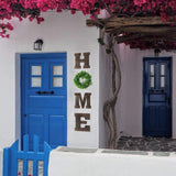 GLIWEN Wooden Home Sign Wall Decor with Artificial Wreath Hanging Wood Home Letters Farmhouse Home Decor for Wall Art Living Room Bedroom Kitchen Doorway,Brown GLIWEN