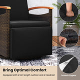 Tangkula Patio Rattan 360 Degree Swivel Recliner Chair, Wicker Lounge Chair w/Adjustable Backrest & Footrest, Cushioned Push Back Reclining Seat w/Flip Side Table for Porch, Yard, Lawn (1, Black) Tangkula
