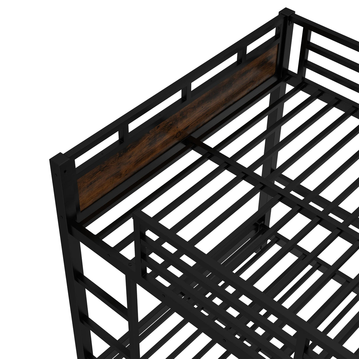 Full Over Full Bunk Bed with Headboard and Full Length Guardrail, Separable Bunk Bed Full Size, Heavy Duty Bunk Beds Can Turns Into Loft Bed and Platform Bed, Black Bellemave