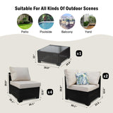 Ophelian 7 Pieces Outdoor Sectional Rattan Wicker Patio Furniture Set Conversation Sets with Cushion for Balcony Lawn and Garden, Brown/Beige Ophelian