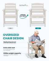 SERWALL Patio Table Set, Outdoor HDPE Dining Set with Umbrella Hole, 5-Piece - Table and 4 Chairs, All Weather for Lawn, Garden, Poolside, White SERWALL