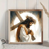 VCLKDIY Jesus Pray Cross Diamond Art Kits for Adults, 5D Diamond Painting Kits for Adults Beginners, DIY Full Round Drill Diamond Dot Painting Gem Art Kits for Adult, Home Wall Decor 13.8x13.8 Inch VCLKDIY