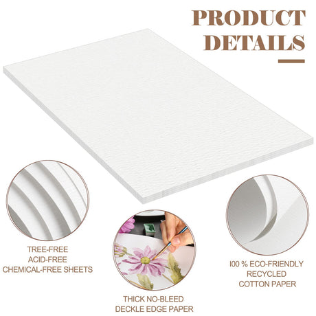 Kisston 10 Sheets Large Watercolor Paper 22 x 30 Inches, 140 lb/300 GSM Cotton Drawing Paper Texture White Blank Painting Paper for DIY Craft Activities Student Artists Drawing Supplies Kisston