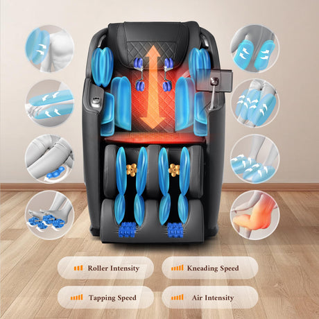 4D Massage Chair, Full Body Massage Chair, Zero Gravity Recliner w/Intelligent Voice Control, 53.14" SL Track, Electric Calfrest Extension, 12 Auto Modes, USB Type-C, Bluetooth Speaker, TFT Screen Mazzup