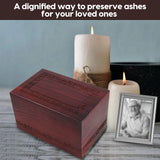Wooden Urns for Human Ashes Adult Male Female, Up to 250 Cubic inches，Wood Cremation Urns, Funeral Memorial Urns for Ashes Mom Dad (Red) Pepdiy