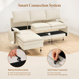 Vesgantti 108" Modular Sectional Sofa, Comfy Cloud Couch with Movable Ottoman Deep Seat Chenille L Shaped Modular Sofa, Sectional Couches for Living Room, Bedroom and Apartment, Beige Vesgantti