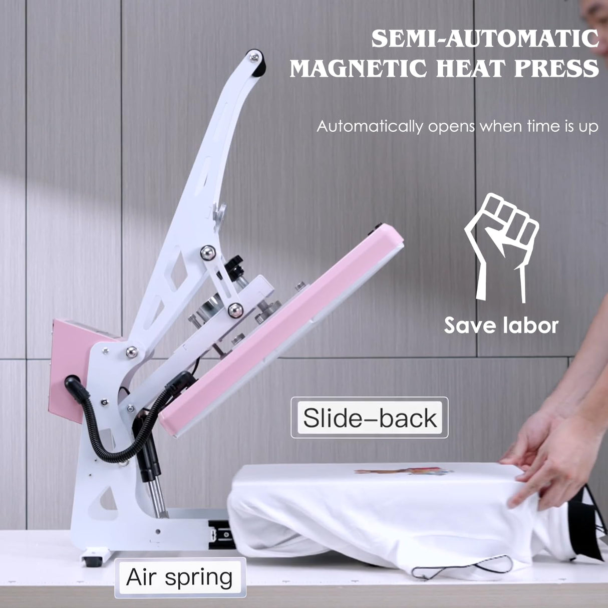 16x24 Inch Heat Press, 110V 2000W High Pressure Clamshell Heat Press Machine for T-Shirt, Professional Digital Control Heat Transfer Machine for Sublimation, Fast Heating and Sliding Base Design, Pink Anranni