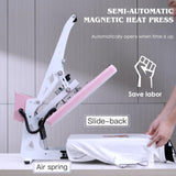 16x24 Inch Heat Press, 110V 2000W High Pressure Clamshell Heat Press Machine for T-Shirt, Professional Digital Control Heat Transfer Machine for Sublimation, Fast Heating and Sliding Base Design, Pink Anranni