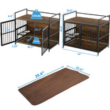 LOVMOR Dog Cage Furniture with Rotating Feeder Bowls, Dog Kennel Indoor with Cushion, Dog Crates for Small and Medium Dogs, 41" L X 23.6" W 35.8" H, Rustic Brown LOVMOR