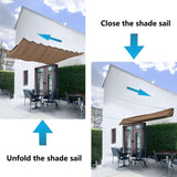 Retractable Sun Shade Sail 4' x 10' Waterproof Wave Pergola Shade Cover Polyester Sunscreen Awning Canopy Wind Protection for Outdoor Patio Yard Terrace Carport Khaki Woace