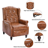 VUYUYU Wingback Recliner Chair, Push Back Arm Chair with Heat and Massage, PU Leather Single Sofa for Home, Living Room, Office, Bedroom(Cognac Brown,Set of 2) VUYUYU