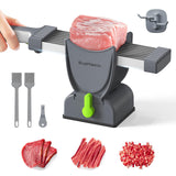 Fresh Meat Slicer, Thickness Adjustable 2 or 4 mm, 17 IN 1 Stainless Steel Cleaver Kitchen Knife, Manual Meat Cutter Jerky Slicer for Beef Pork, Not Suit for Frozen or Deil Meat (Gray) SupMaKin