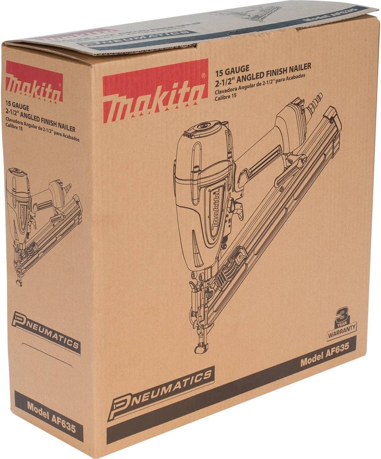 Makita AF635 15 Gauge, 2-1/2" Angled Finish Nailer, 34⁰, - WoodArtSupply