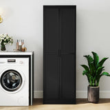 Giantex 70" Tall Wooden Storage Cabinet with 2 Doors and 5 Adjustable Shelves, Freestanding Collection Food Kitchen Pantry Cabinet Cupboard for Kitchen Bedroom Laundry Garage (Black) Giantex