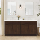 HOMEBEYOND 72 Inch Bathroom Vanity Base Only, Double Vanity Cabinet with Soft Closing Door, 2ea 36 inch Cabinet, Without Top,Brown HOMEBEYOND