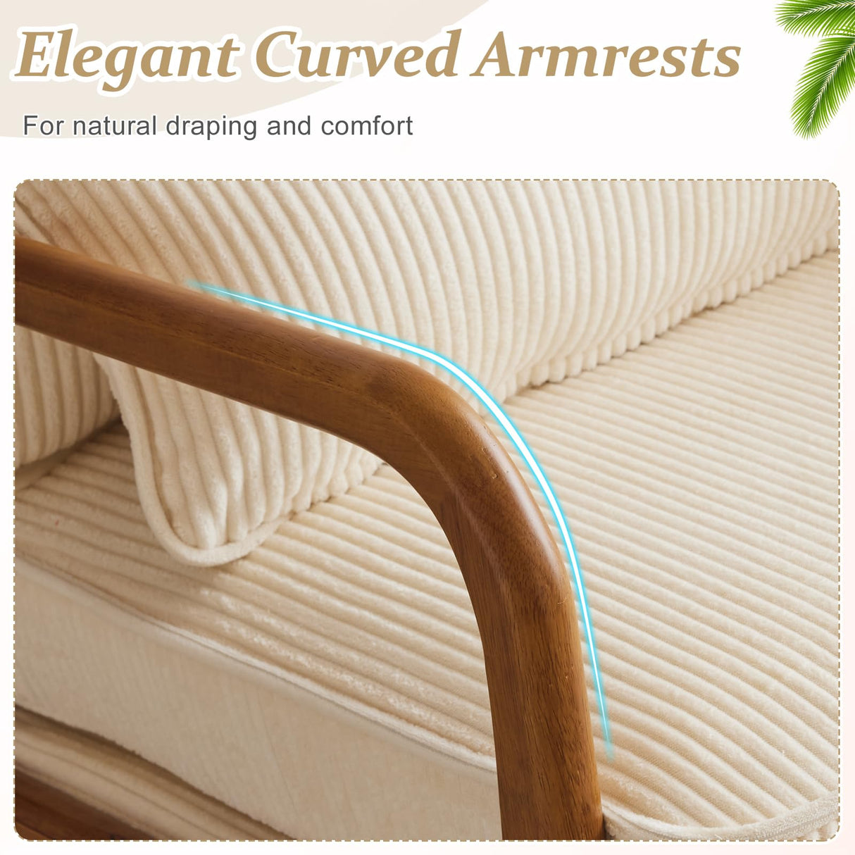 VINGLI Upgraded Premium Corduroy Accent Chair,Upholstered Arm Chair,Solid Wood Comfy Reading Chair with Lumbar Pillow, Mid Century Modern Chairs for Living Room,Bedroom,Guest Room,Beige VINGLI