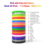 3D Pen Filament 400 Feet 20 Colors, dikale 3D Printing Pen Refills PLA Bonus 250 Stencil eBook, 3D Printer Pen Filament 1.75mm Smooth Printing dikale