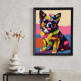 Ninonly Animal Paint by Numbers Kit for Adults Framed Canvas, Colored Dog Paint by Number Arts and Crafts Kits for Adults Beginner with Brushes, Acrylic Painting, 9 * 12 Inch Ninonly